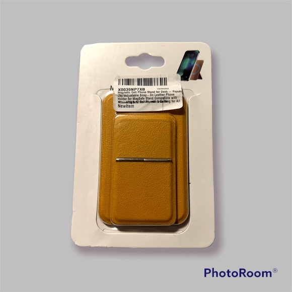 ❗️NWT ❗️Magnetic Cell Phone Stand for Desk Table Leather Phone Holder Yellow - Picture 1 of 2